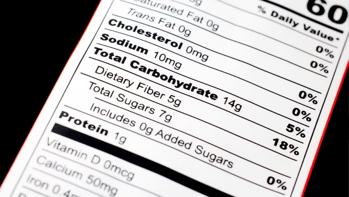 Nutrition label close-up reflecting new USDA labelling rules